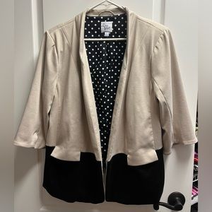 Bea & Dot by ModCloth 3/4 Sleeve 1X Blazer Polka Dots